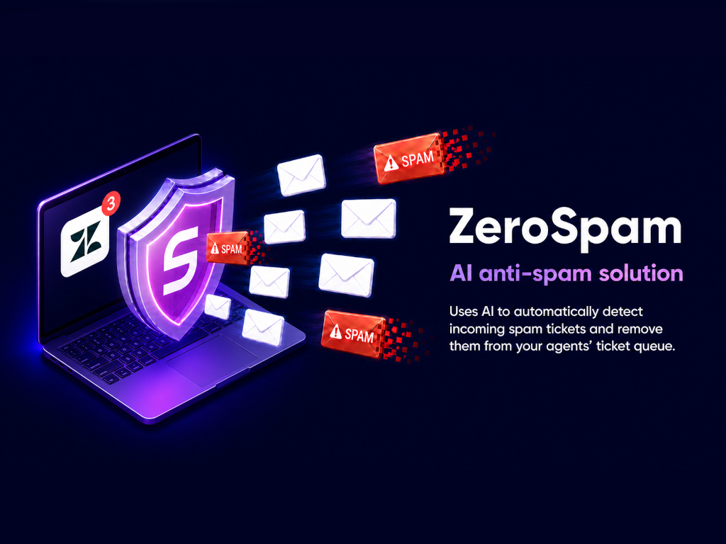 ZeroSpam dashboard view — AI and Bots app on the Zendesk Marketplace